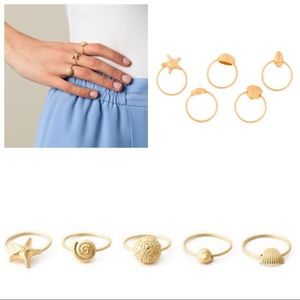 Valentino gold plated 5 rings set!